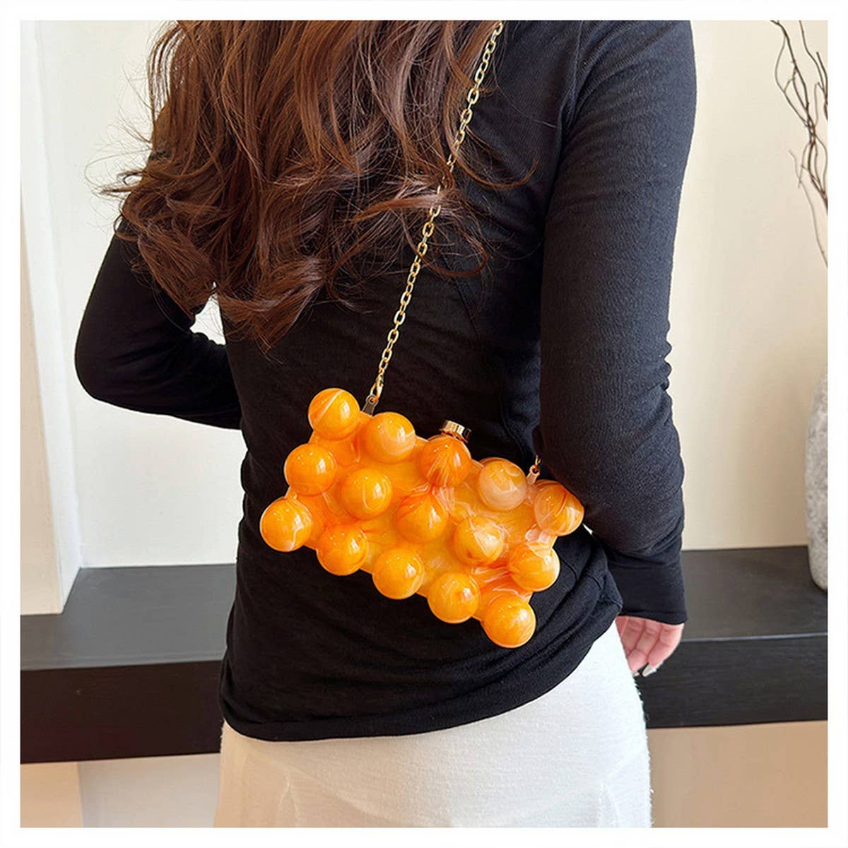 FASHIONABLE WAVE BEAD BOX BAG EVENING CLUTCH BAG_CWAB3249