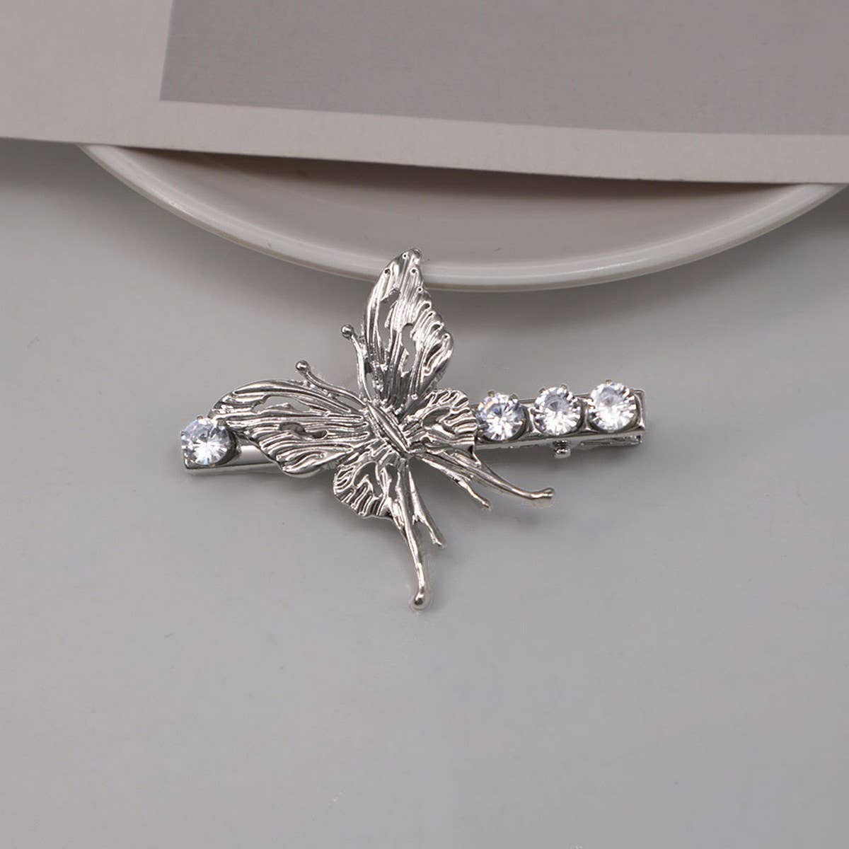 COLD STYLE LIQUID METAL BUTTERFLY ZIRCON HAIRPIN_CWAHA4754