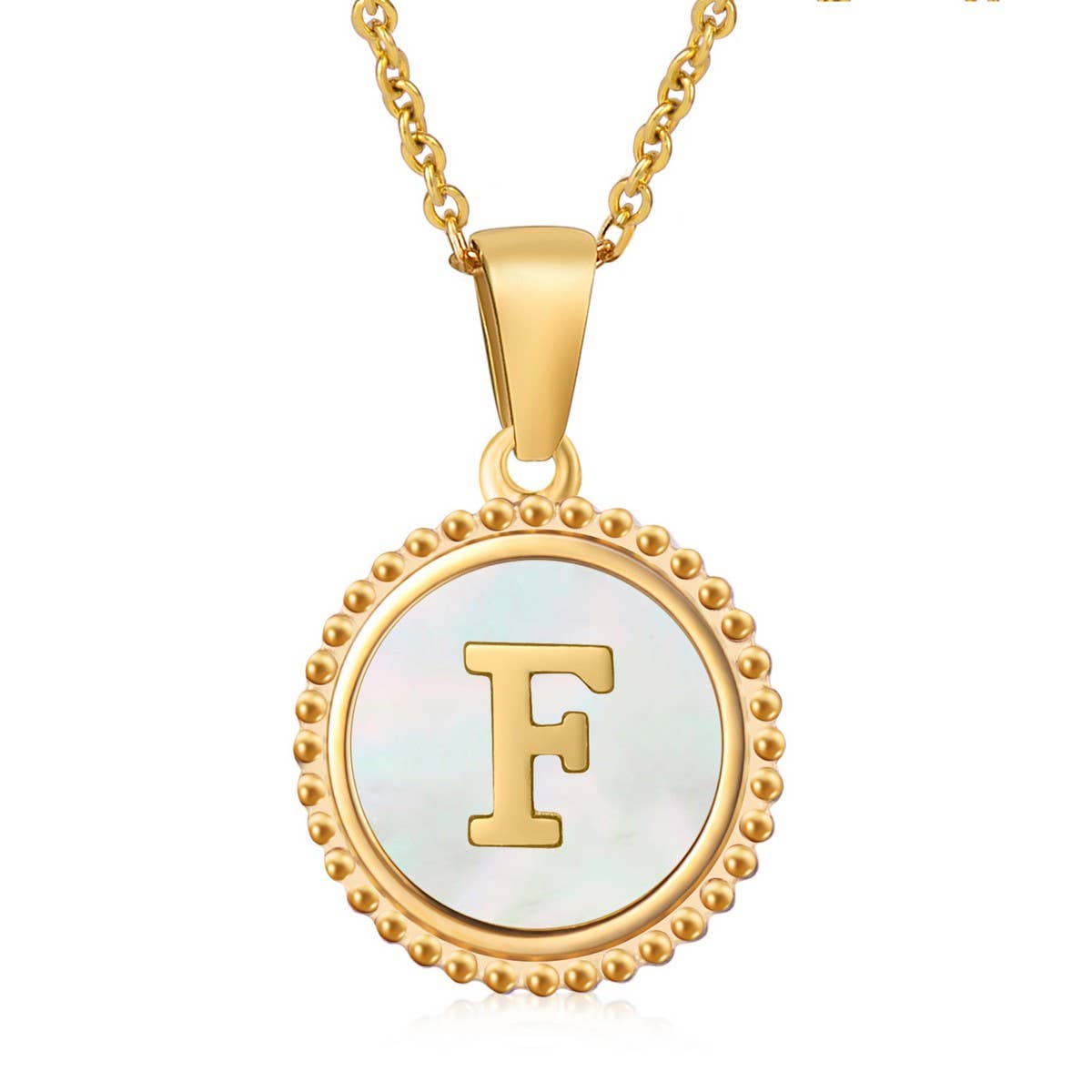 18K GOLD STAINLESS STEEL SHELL LETTER NECKLACE_CWAJE0686