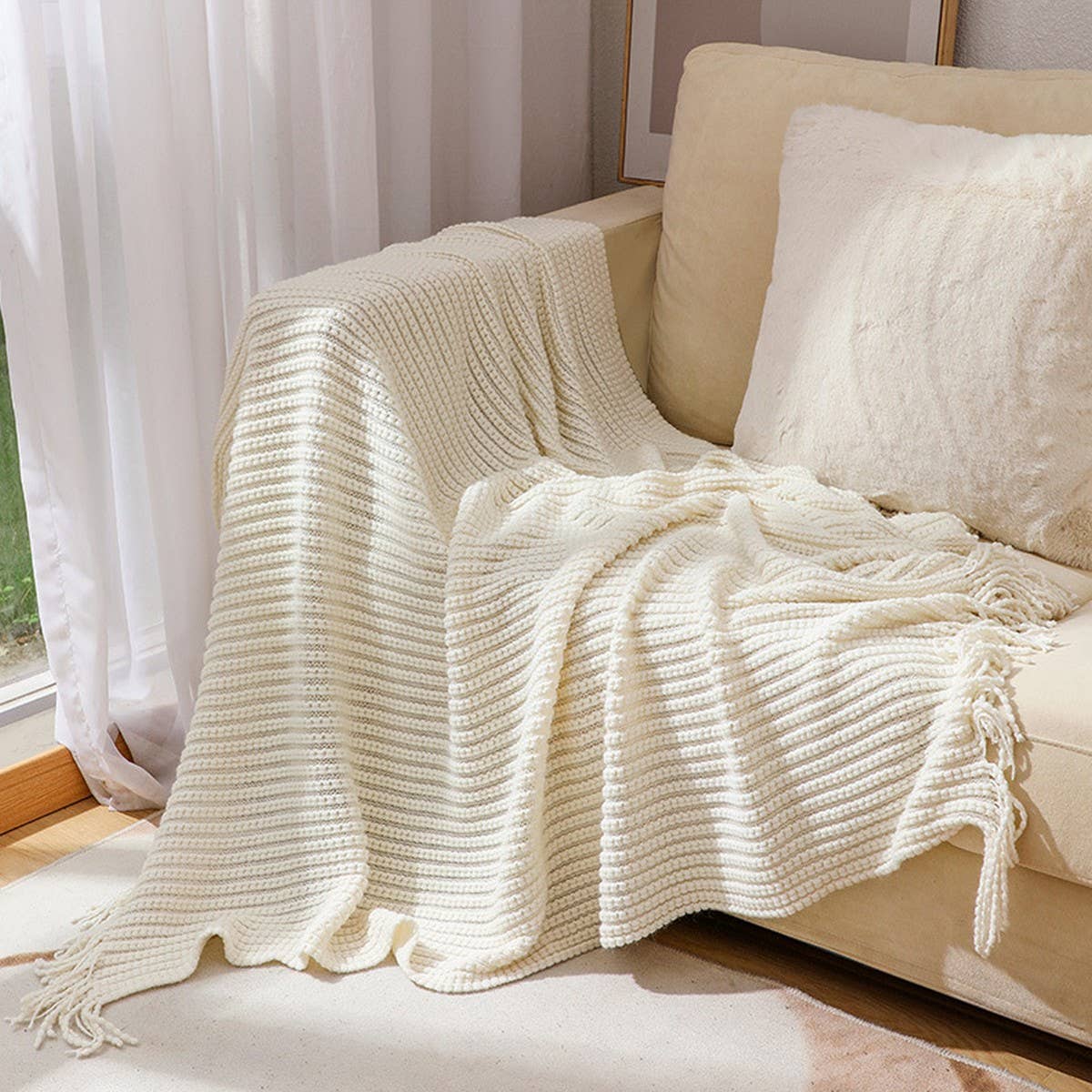 KNITTED SOFT WARM SOFA BLANKET BED END BLANKET_CWMM0200
