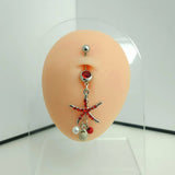 STARFISH SHELL BELLY RING CZ NAUTICAL PIERCING_CWMM9310