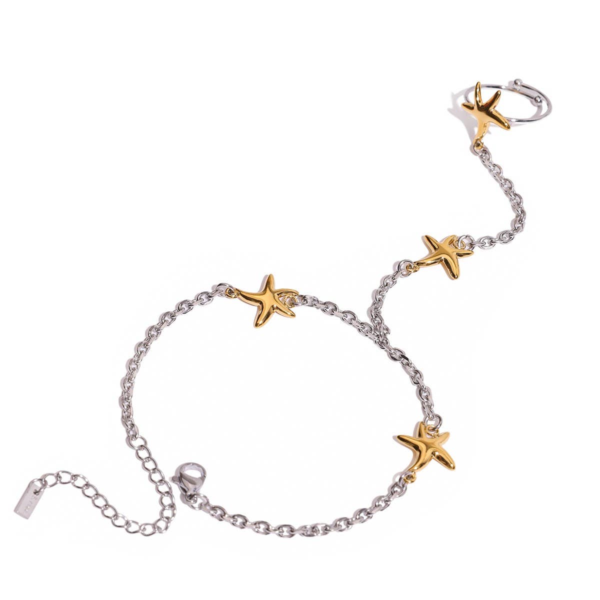 LUXURY 18K GOLD TWO TONE STARFISH TOE CHAIN_CWAJE4739