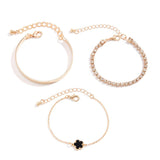 Vintage Rhinestone Chain Five Leaf Grass Bracelet