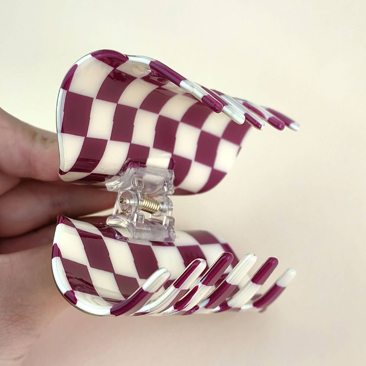 3.23"Checkered Hair Claw Clip_Cwaha0313