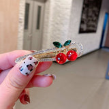 CHERRY PEARL DUCKBILL HAIR CLIP SPARKLY SIDE CLIP_CWAHA4773