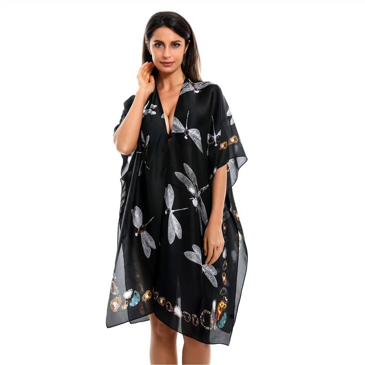 DRAGONFLY PRINTED KIMONOS SUMMER CARDIGAN_CWASC0782