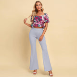 Stylish Solid Color Pants Casual Bell Bottoms