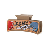 Football Letters Pu Leather Hair Clip Accessories_Cwasc1614