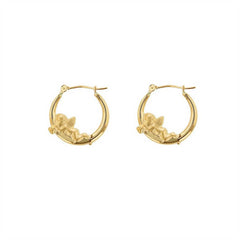 SWEET CUPID PEARL BOW COMPASS DANGLE EARRINGS_CWAJE5107
