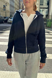 Sporty Casual Zip-Up Hooded Sweatshirt