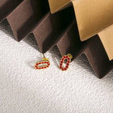 OVAL DIAMOND TITANIUM STEEL EARRINGS_CWMM3669