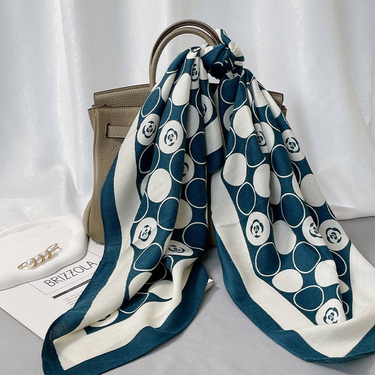 HERRINGBONE VELVET SCARF 90CM SOFT WINTER WRAP_CWASC0889