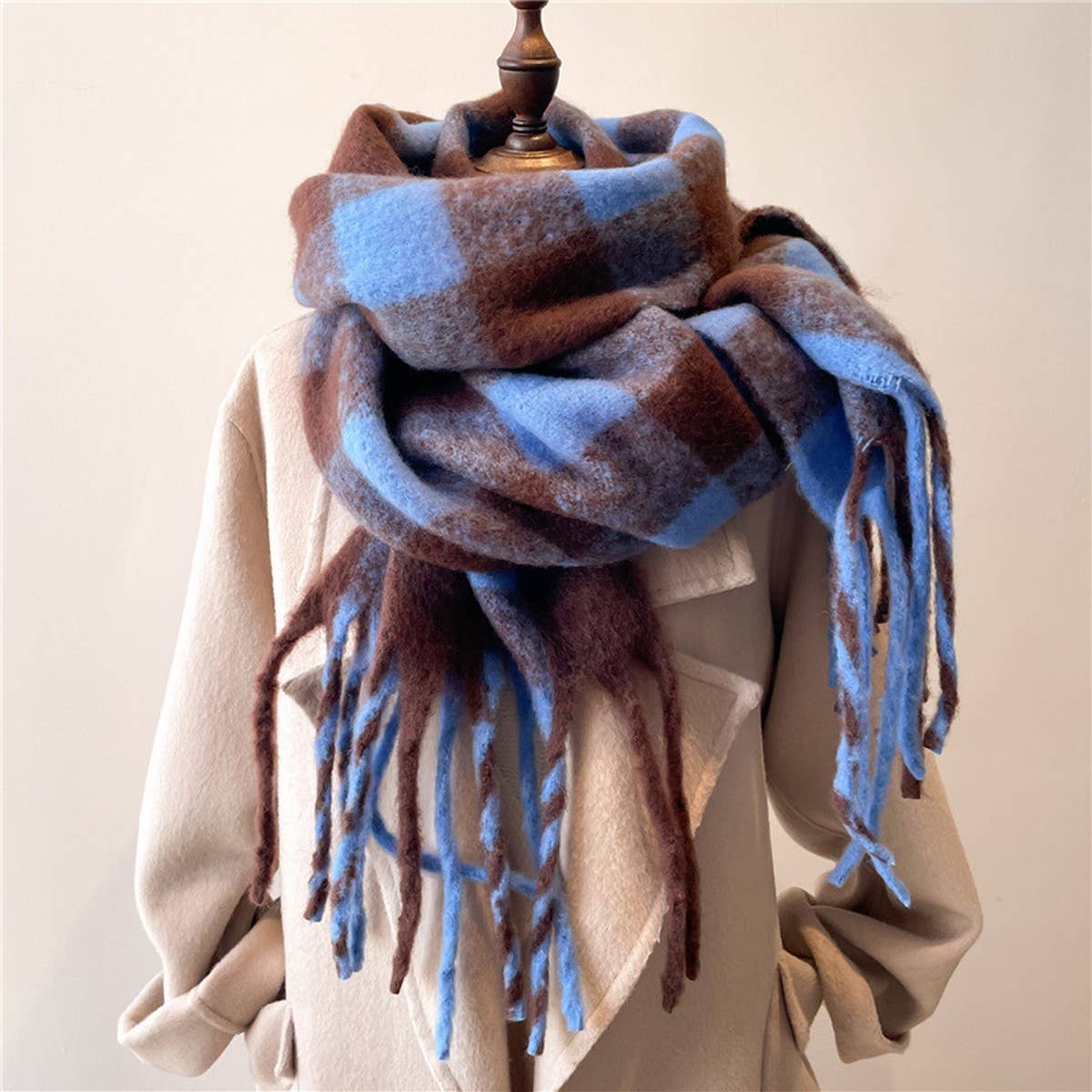 PLAID WINTER SCARF SHAWL THICK SOFT UNISEX WRAP_CWASC0964