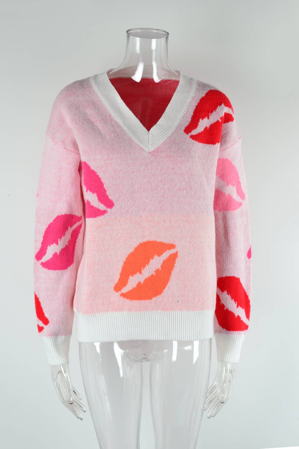 Valentines Day Sweater V-Neck Knit Jumper