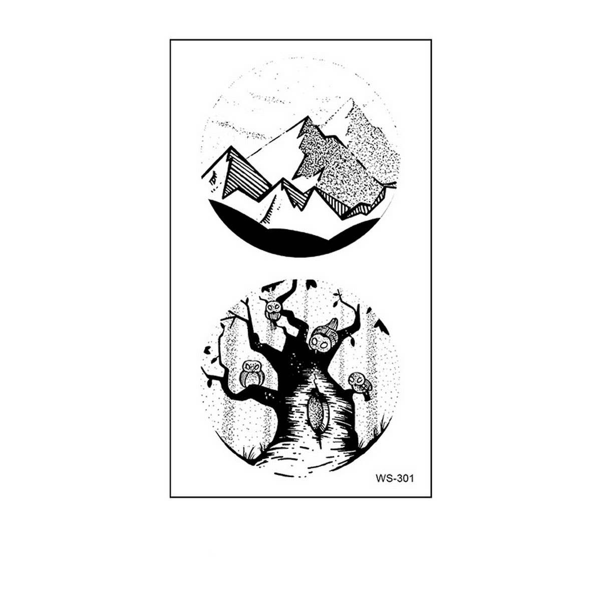 MINIMALIST NATURE TATTOO STICKERS WHALE FOREST_CWMM8365