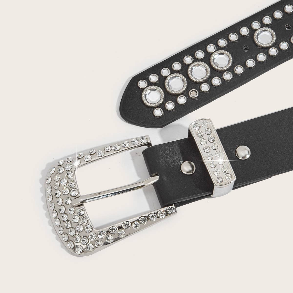 Cwabe0564_Punk Style Studded Rhinestone Belt