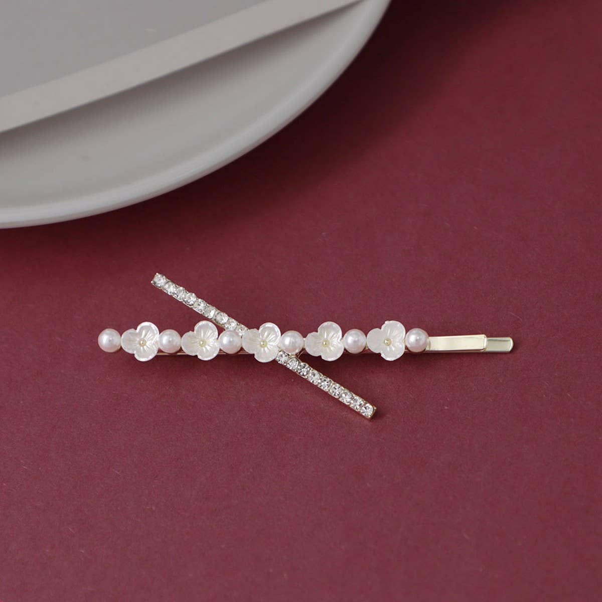 FLOWER PEARL BANGS CLIP ONE LINE CLIP CUTE HAIRPIN_CWAHA4756