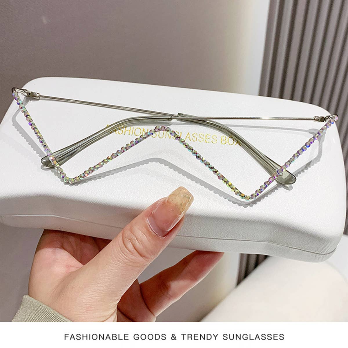 HALF RIMLESS METAL CHAIN GLASSES FRAME_CWASG0365