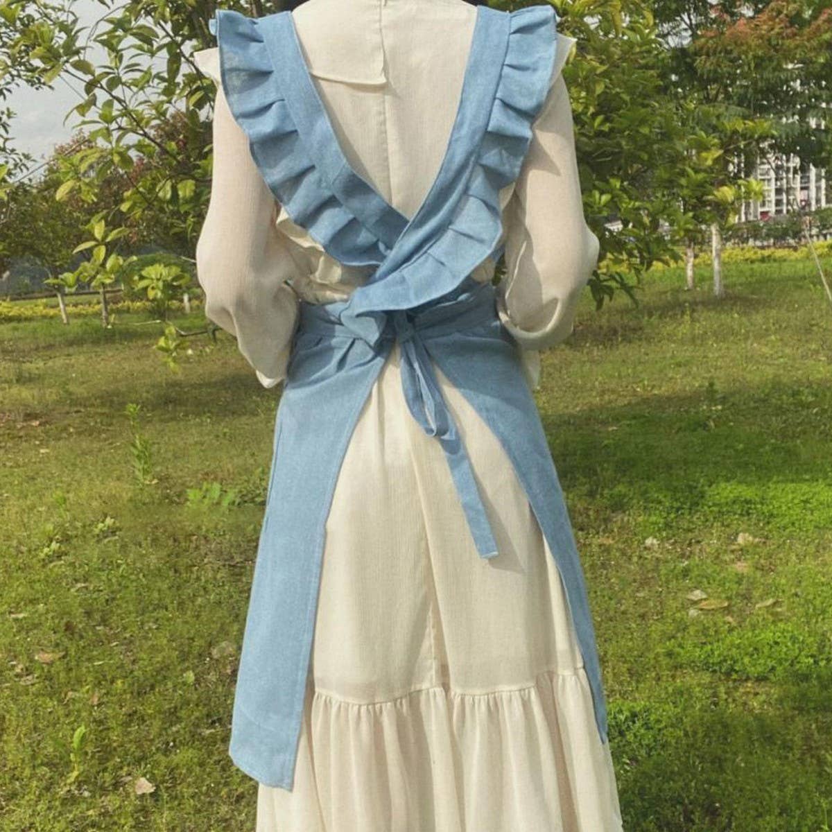 SMALL FRESH RUFFLED STRAP CROSS APRON_CWMM5792