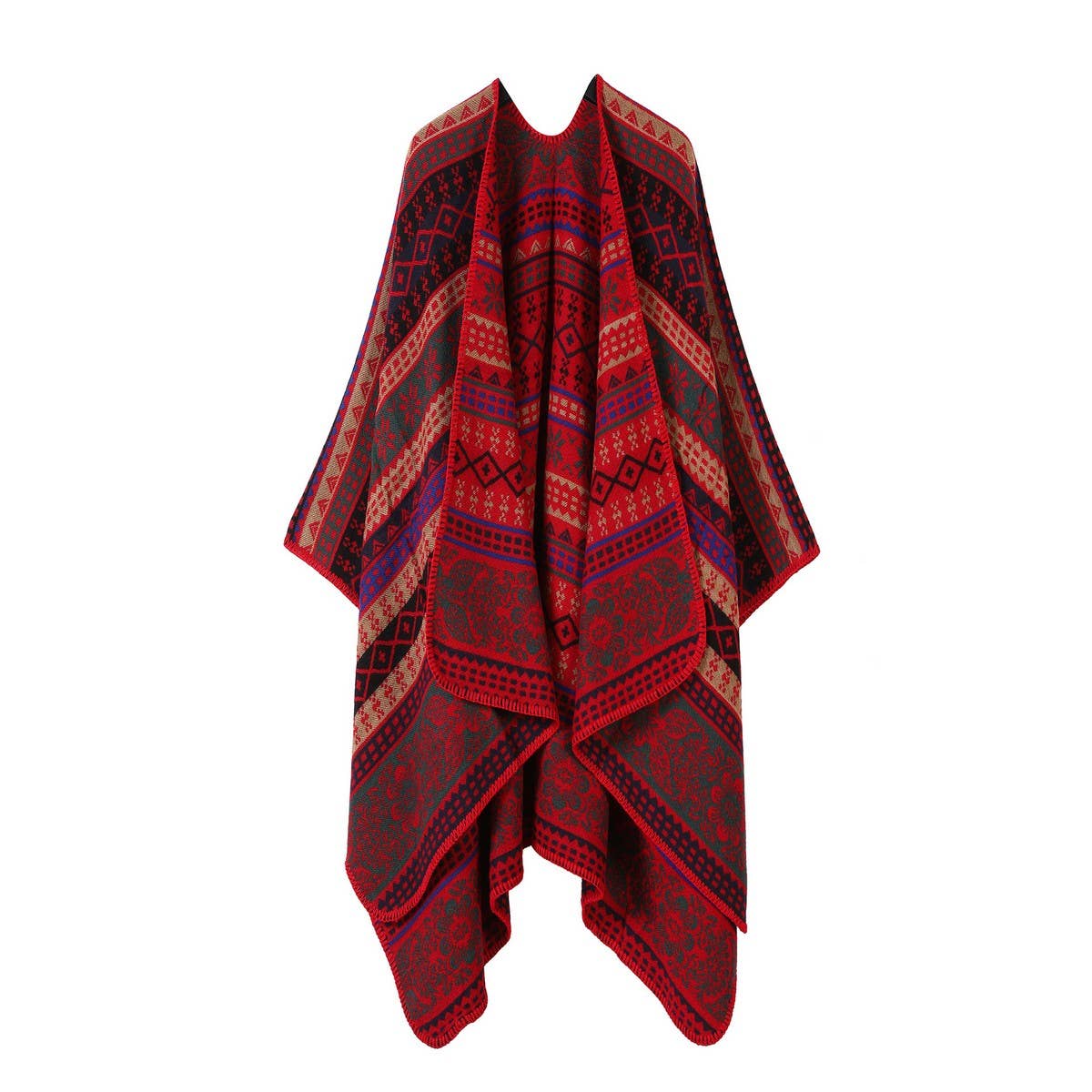 LINE PATTERN SCARF THICKENED KNITTED CAPE SHAWL_CWASC2262