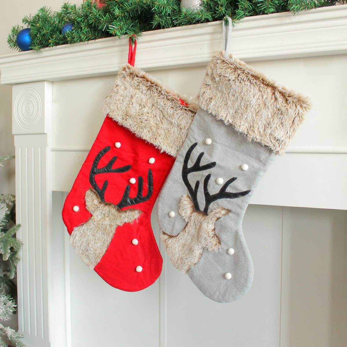 CHRISTMAS DECORATIONS CUTE DEER HEAD CANDY SOCKS_CWMS1448
