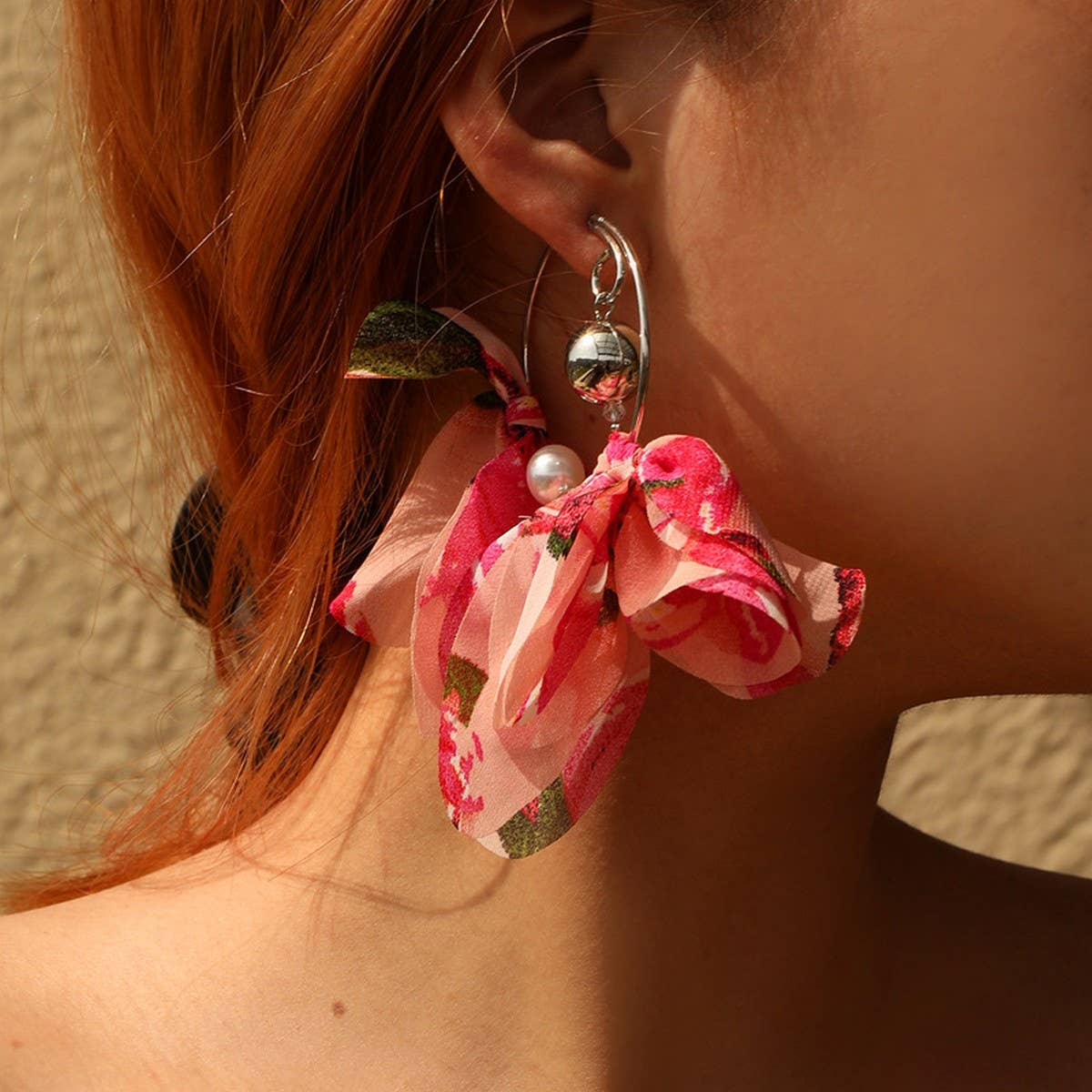 HANDMADE FABRIC PRINT HOOP EARRINGS BOLD UNIQUE_CWMM6191