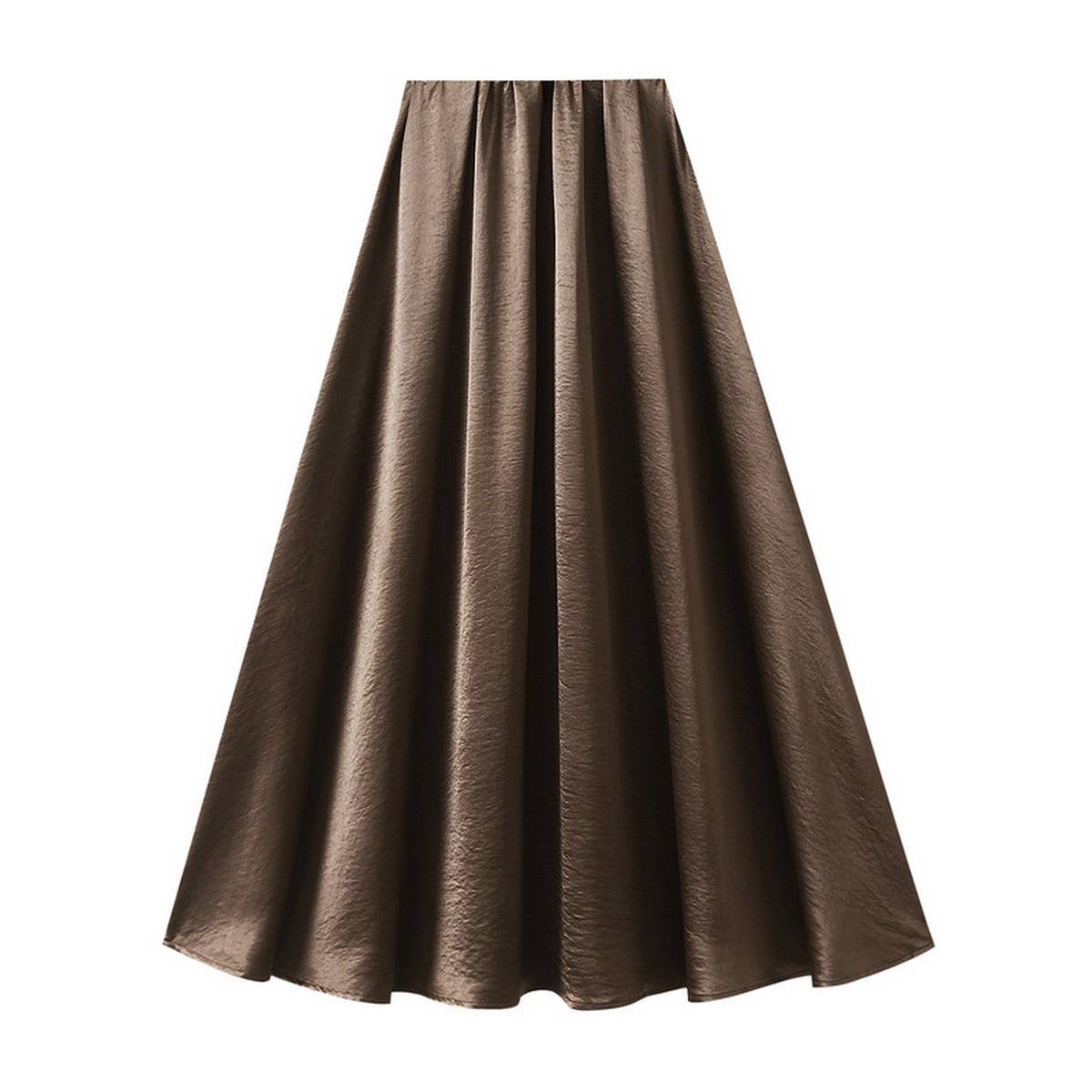 SATIN DRAPE MAXI SKIRT A LINE SKIRT_CWBMS0290