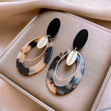 LEOPARD PRINT OVAL LETTER TREND EARRINGS_CWASC1331