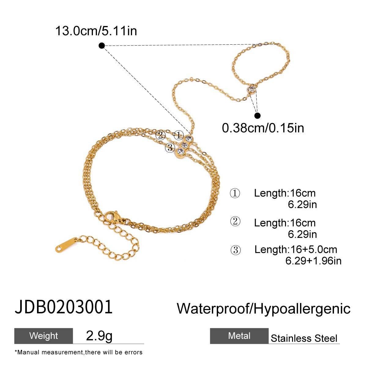 18K GOLD LAYERED ZIRCON BRACELET IN TITANIUM_CWAJE4648