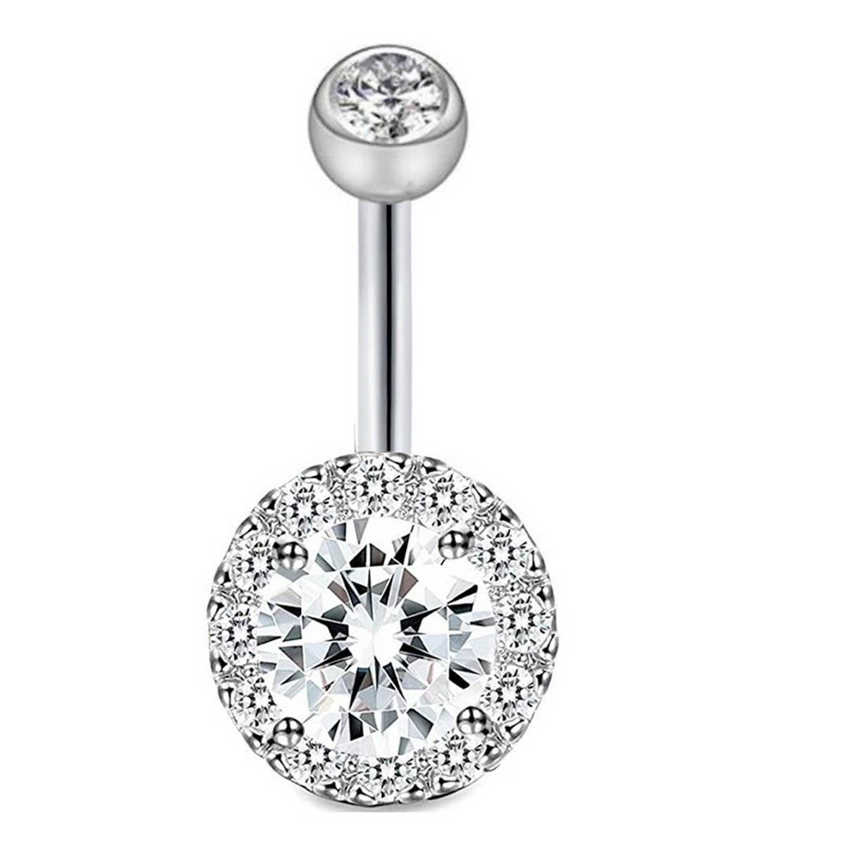 NEW ANGEL WINGS CZ BELLY RING WITH PRONG SETTING_CWMM9242