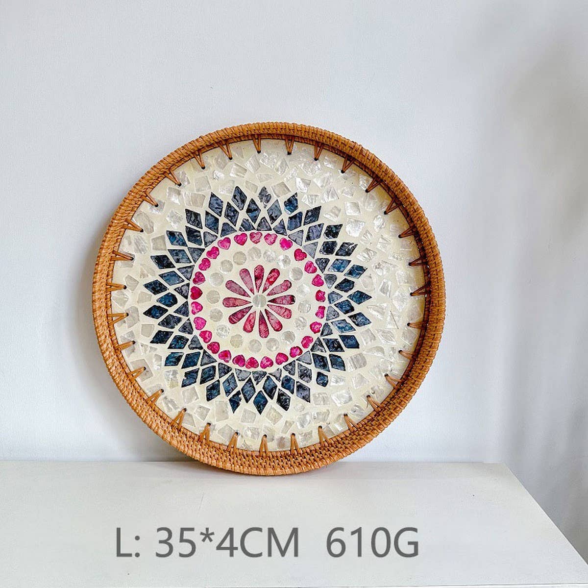 RATTAN FRUIT PLATE TEA ROOM SHELLBASKET ROUND PLATE_CWMM4495