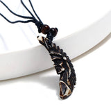 Vintage Wax Rope Resin Wolf Tooth Necklace_Cwmm4598