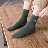 SOLID COLOR DAISY SOCKS COTTON MID CALF STYLE_CWMS088