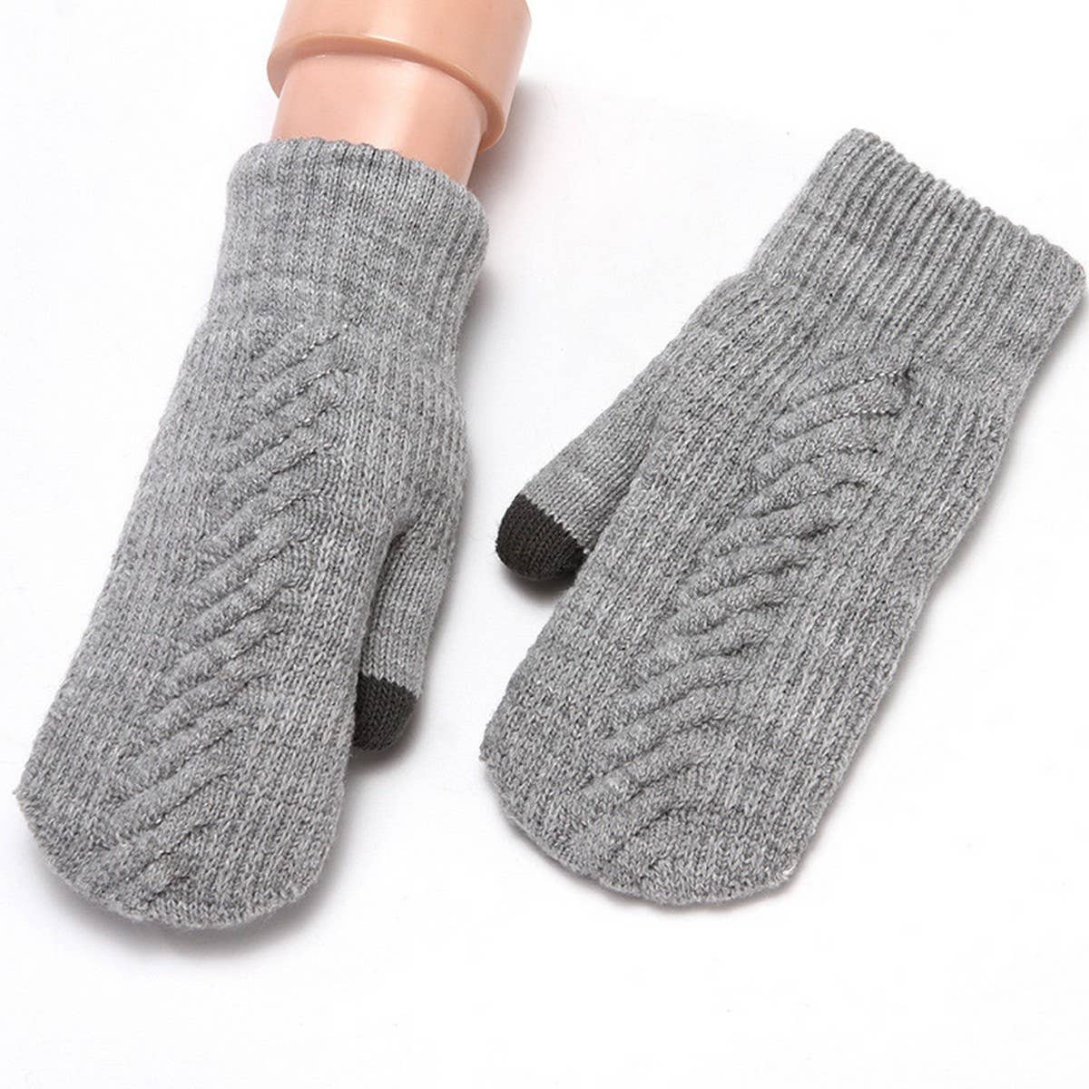 Winter Womens Cute Thick Knit Touchscreen Gloves_Cwag0271