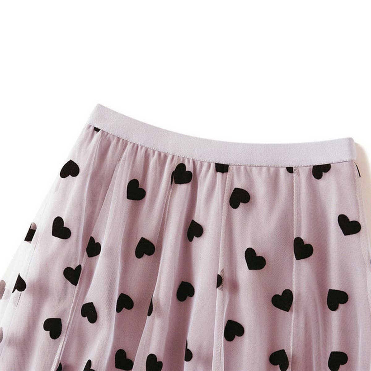 Vintage Heart Flocked Tulle High-Waist Skirt_Cwbms0397