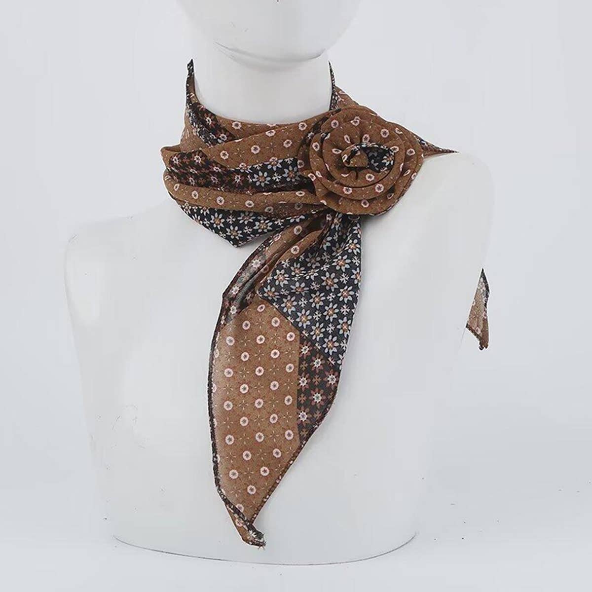 Leopard Rose Print Slim Scarf For Women_Cwasc03967