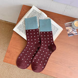 CONTRAST COLOR RETRO POLKA DOT SOCKS_CWMS0962