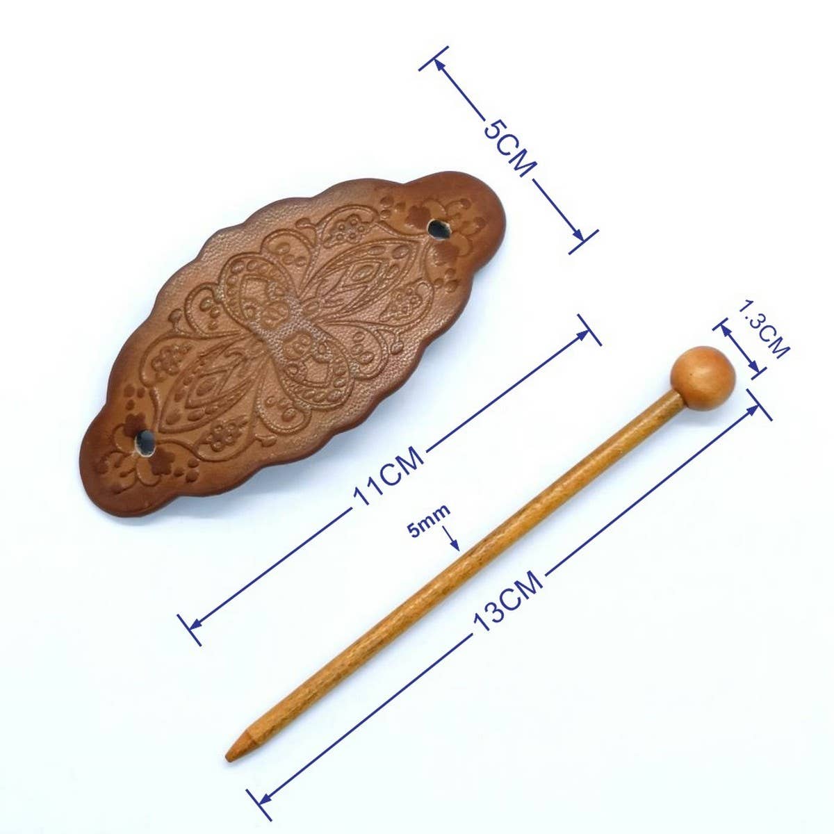 FLORAL TOTEM PAINTED FAUX LEATHER HAIR STICK_CWAHA6383