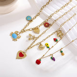 FASHION STEEL NECKLACE WITH CRAB HEART CHARM_CWMM8853