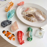 Sea Shell & Lobster Hair Claw, Ocean Animal Clip_Cwaha07131