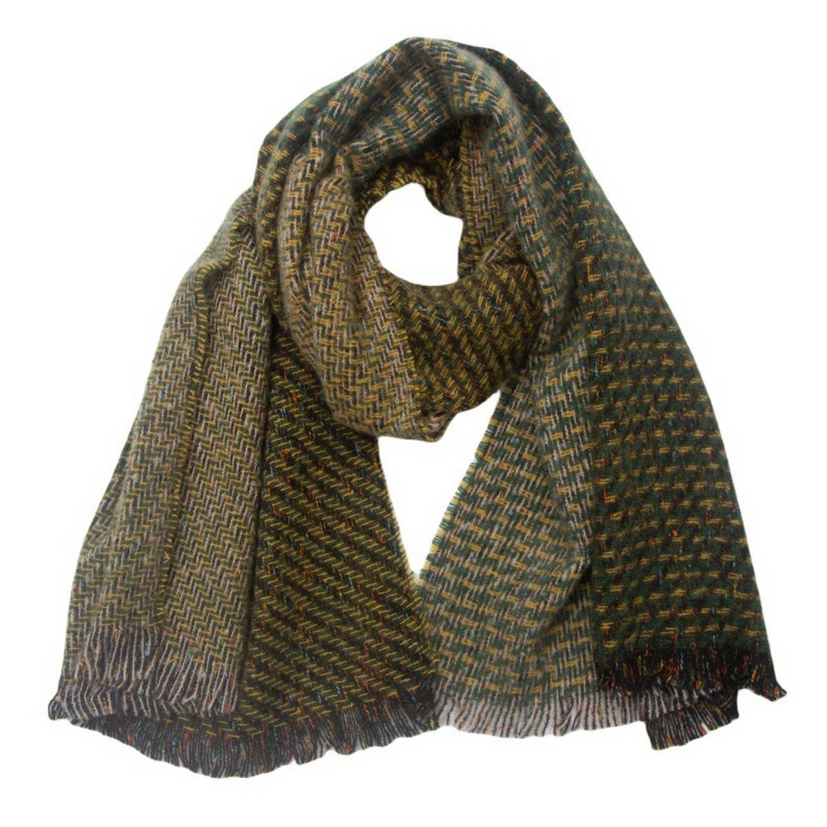 FRINGE PATCHWORK SCARF UNISEX WINTER SHAWL WRAP_CWASC0873