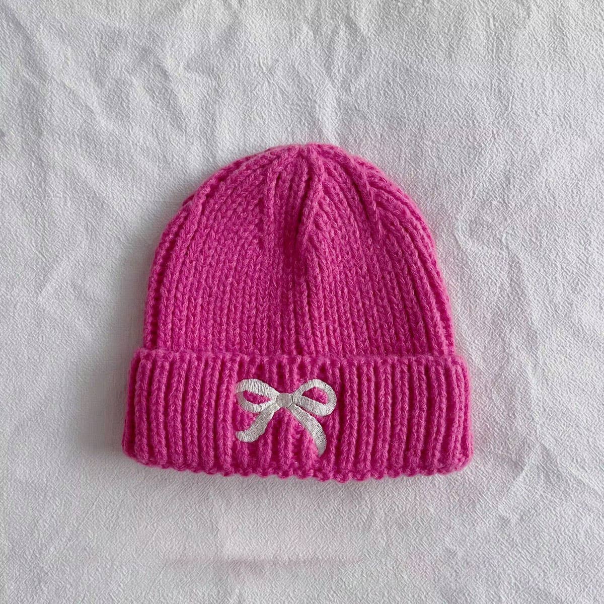 PERSONALIZED BOW CHILDRENS WARM KNITTED HAT_CWAH2927