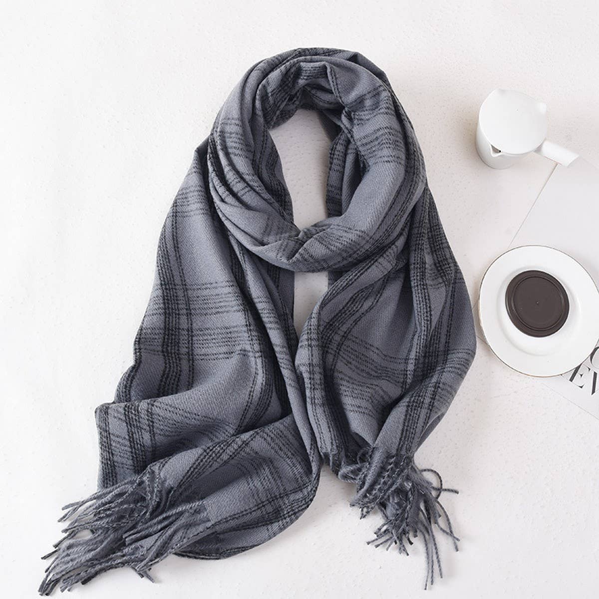 Women Simple Casual Warm Plaid Scarf