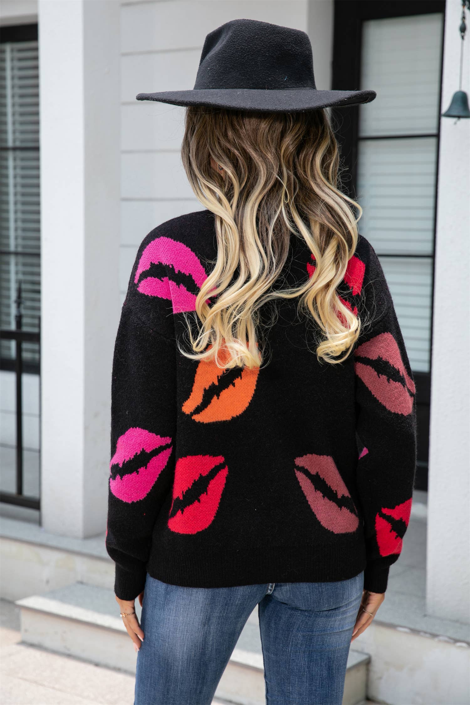 Valentines Day Sweater V-Neck Knit Jumper