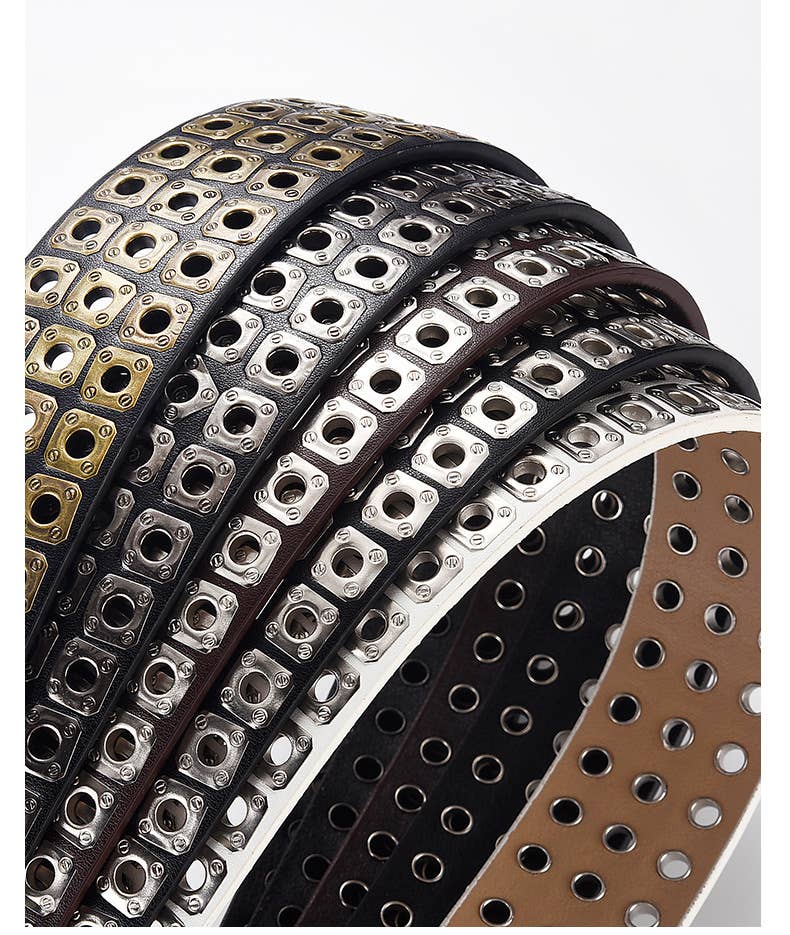 Liuding Hollow Air Eye Punk Style Pu Belt