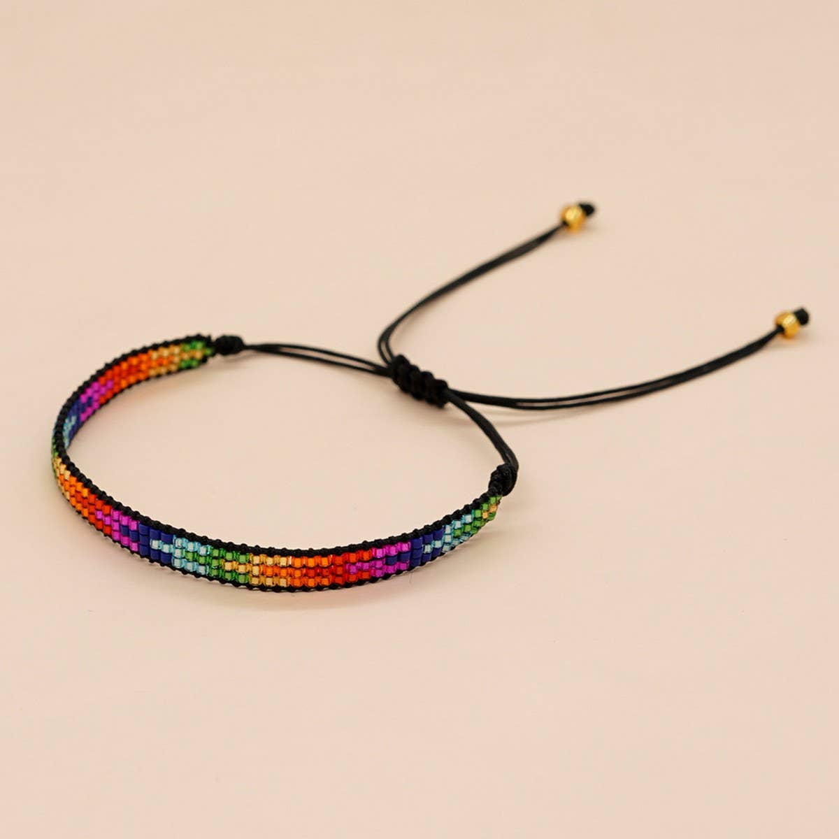 COLORFUL 3 ROW RICE BEAD BRAIDED BRACELET_CWMM3846