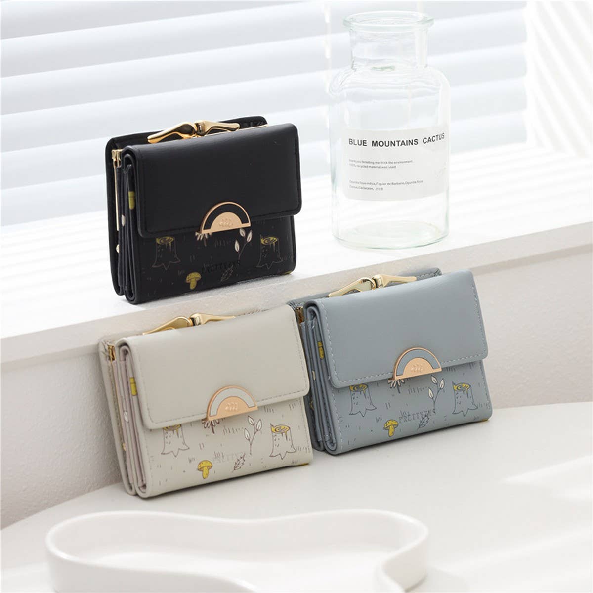 Spring Print 3-Fold Coin Clip Mini Wallet_Cwab06262