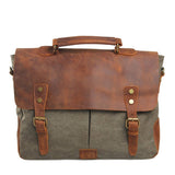 Vintage Leather Canvas Satchel Messenger Bag_Cwab5565