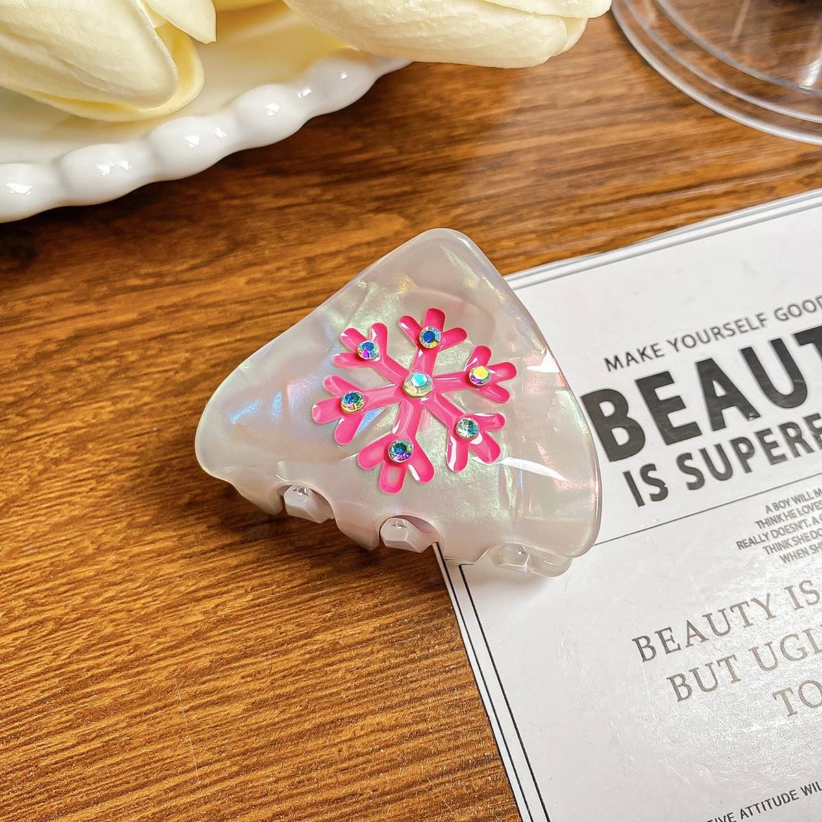 CUTE SNOWFLAKE HAIR CLAW XMAS PONYTAIL CLIP_CWAHA0725