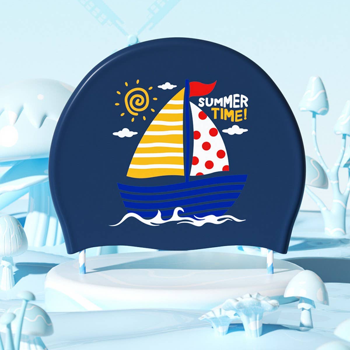 KIDS SWIM CAP CARTOON CUTE WATERPROOF SILICONE HAT_CWMM6723